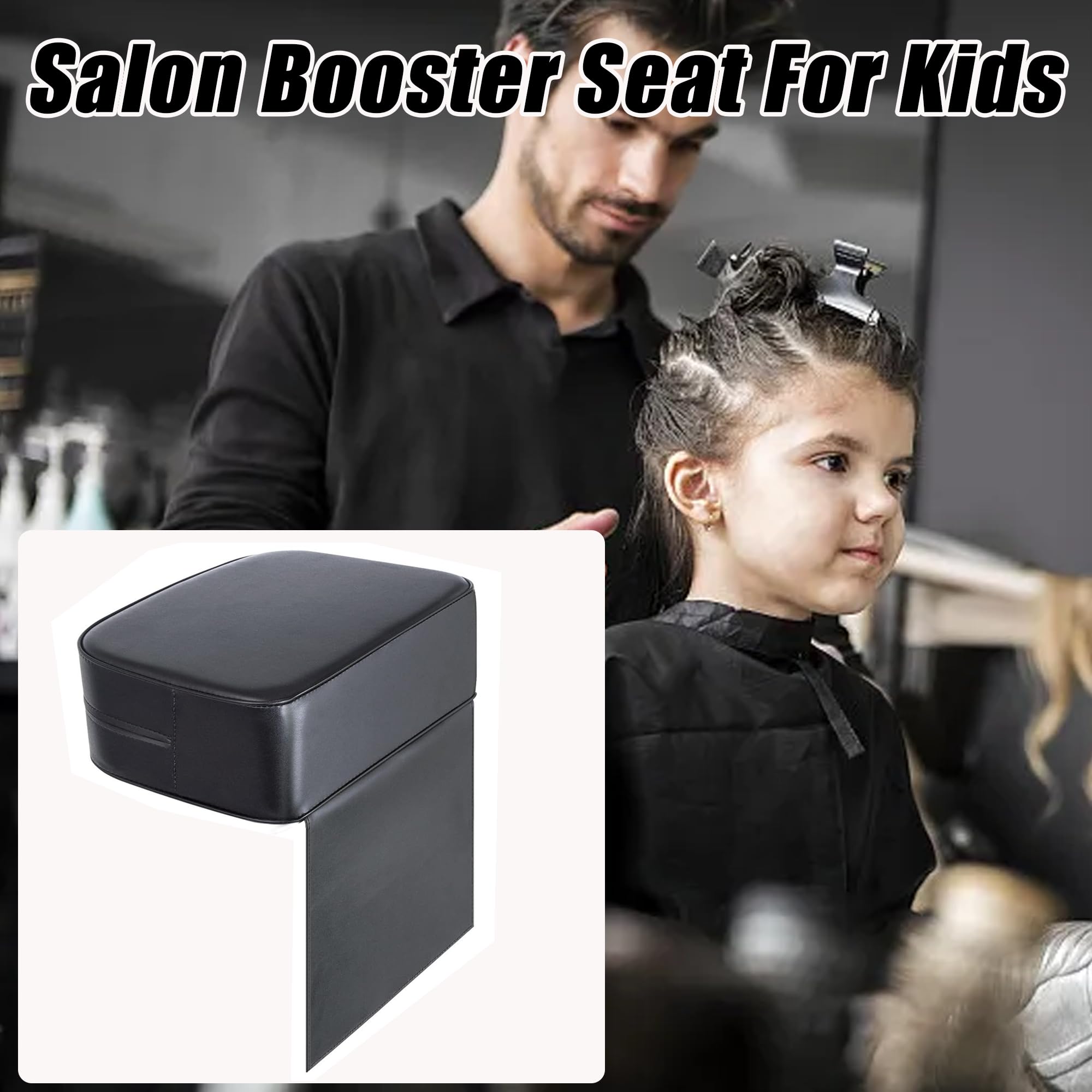 Asiento elevador de salón para corte de pelo de niños, poliuretano impermeable, equipo de spa de belleza, silla de peluquería para salón, restaurante, hogar, 37 x 28 x 15 cm