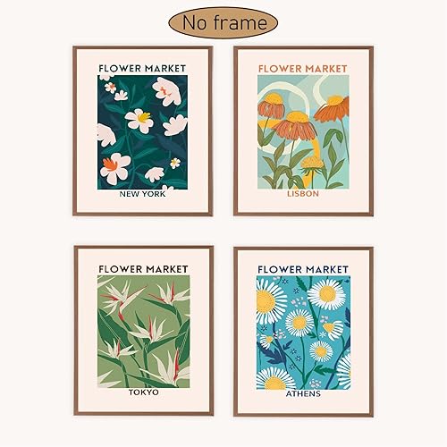 Miniatura 2 de VNWEK Póster abstracto de Matisse Art Flower Market botánico floral para pared, sin marco, 8 x 10 pulgadas, juego de 4, decoración de arte moderno