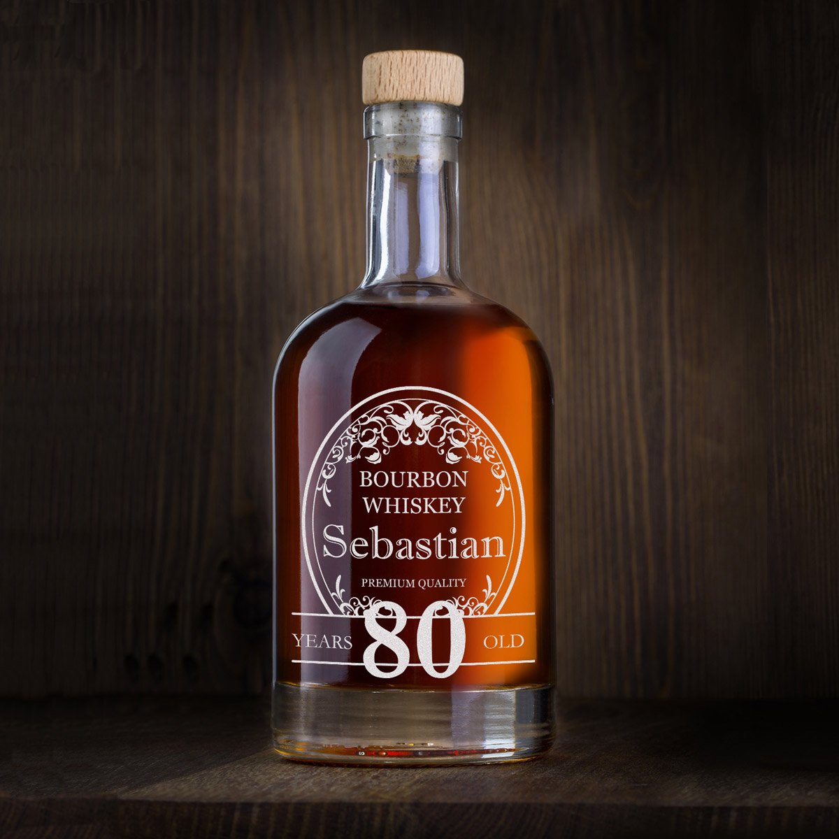 polar-effekt Bottiglia da whisky con incisione da 700 ml, regalo di compleanno per uomini, scotch, caraffa da whisky con tappo in sughero, personalizzabile, con nome regalo, decanter per liquori
