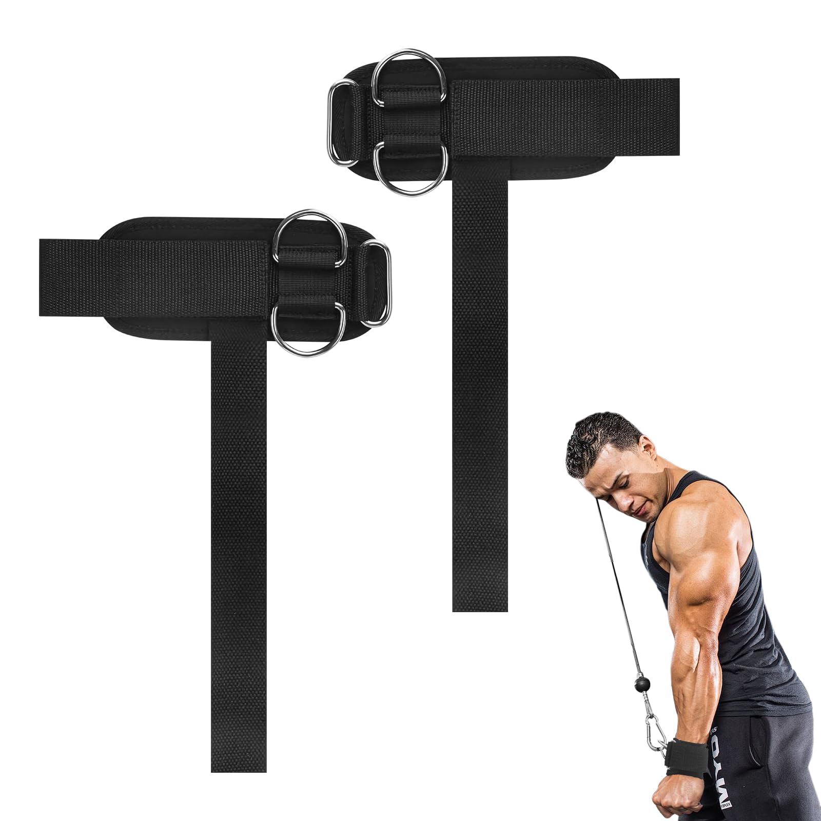 2Pcs Weightlifting Straps with D Ring,Adjustable Wrist Straps for Weightlifting,Fitness for Men and Women,Suitable for Gym, Deadlift, Strength Training