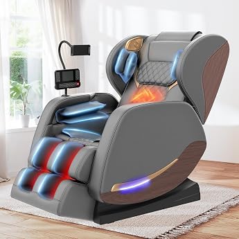 Full Body Massage Chair with Heat Function 14 Full Body Massage Rollers 8 Airbags Weightlessness Bluetooth Speaker 12 cm Adjustable Footrest Touchscreen Controller PU Leather Black