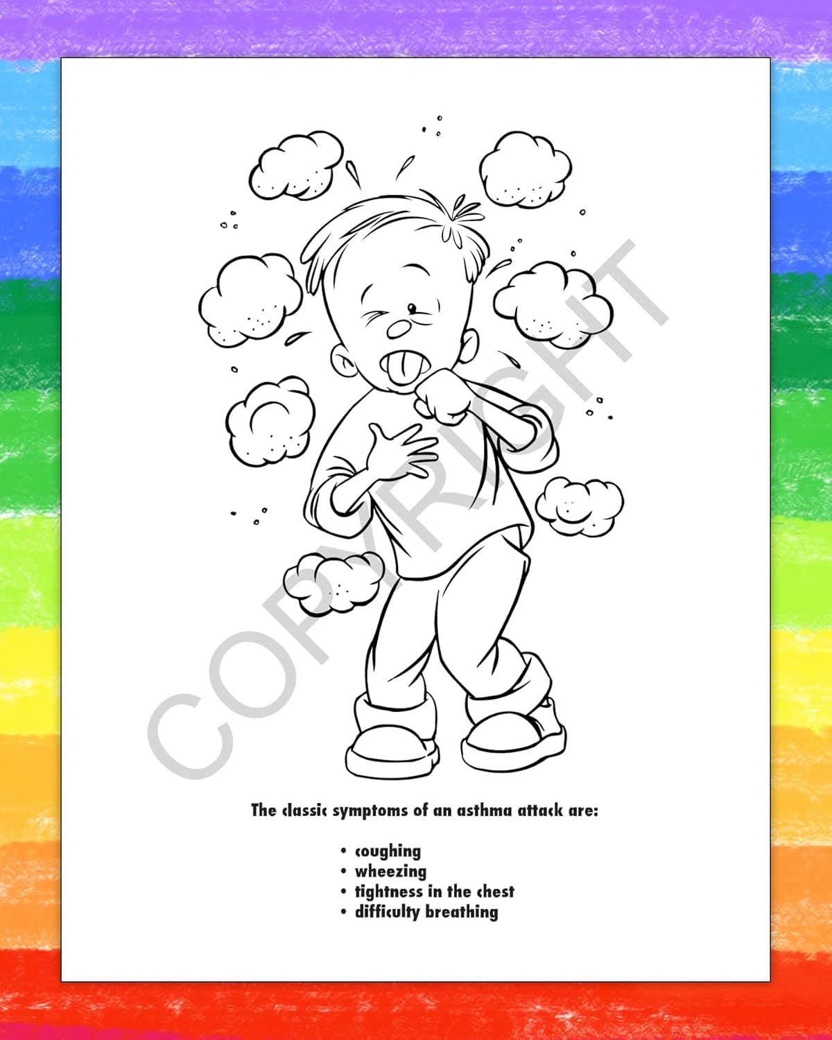 ZOCO – Learn about Asthma – Coloring Books (25 Bulk Pack, With Crayons) – Educational & Fun Games, Puzzles, Activities for Kids
