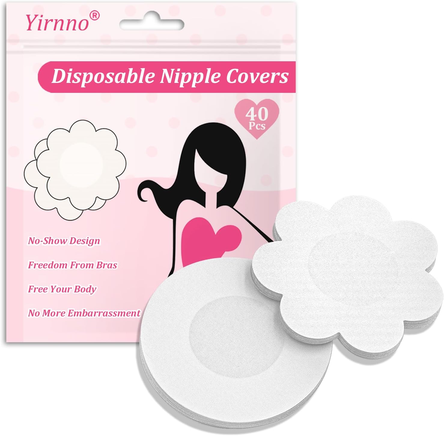 40 Pcs Pasties Nipple Covers For Women Disposable No-Show Hypoallergenic Nipple Pasties Satin Breast Petals Stickers