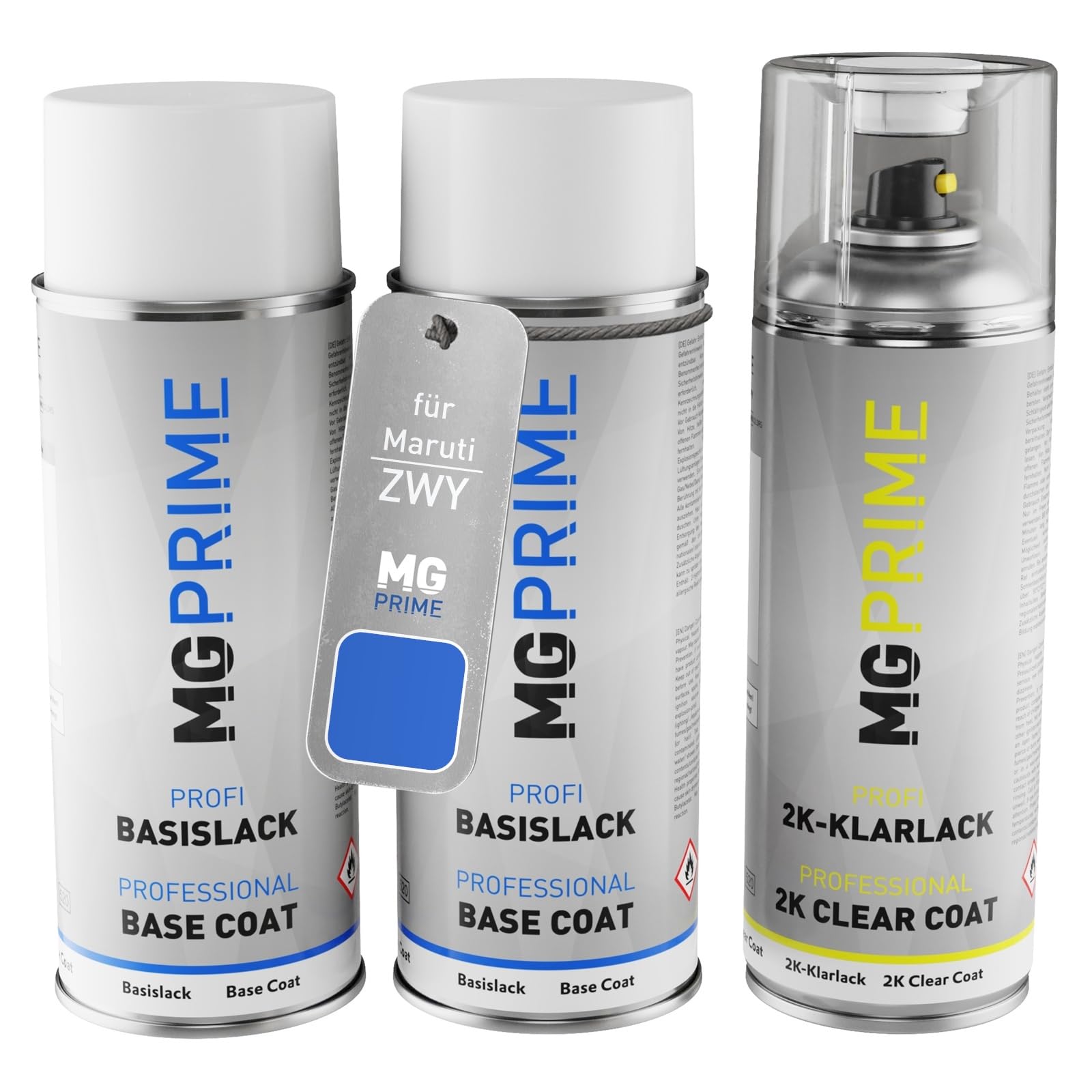 MG PRIME Vernice per auto Bombolette per Maruti ZWY Brisk Blue Metallic +2K | Kit vernice di fondo + base + trasparente 2K, bombolette spray 400ml