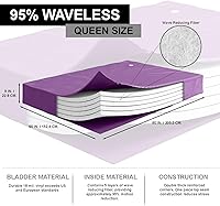 Vista 3 de Blue Magic - Colchón de cama de agua duro sin ondas al 95 %, contiene cinco capas de fibra reductora de ondas, las esquinas de la vejiga están