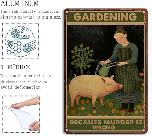 Miniatura 5 de Letrero de hojalata retro Jardinería porque el asesinato es incorrecto para el hogar, cafetería, pub, bar, tienda, 8.00 x 12.00 pulgadas Picture 1