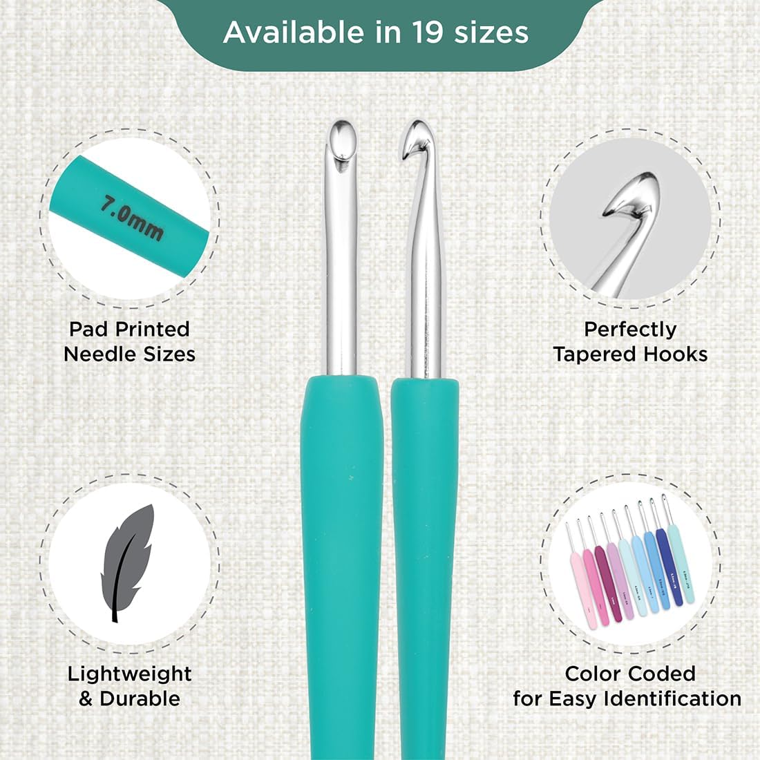 KnitPro Waves 2.0 Single-Ended Crochet Hooks | 7mm