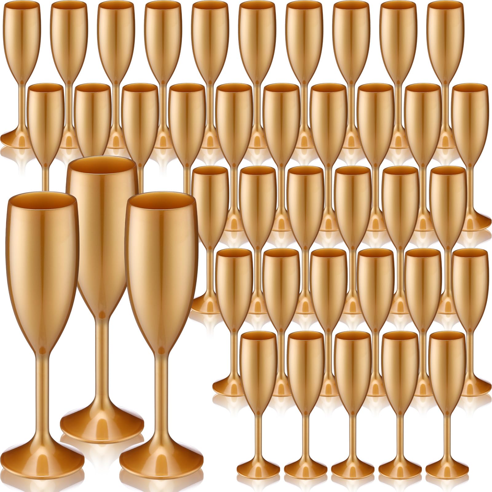 Domensi 40 Pcs Champagne Flutes Bulk 6 oz Christmas Acrylic Wine Glasses Toasting Goblet Unbreakable Plastic High Stem Champagne Cups for Wedding