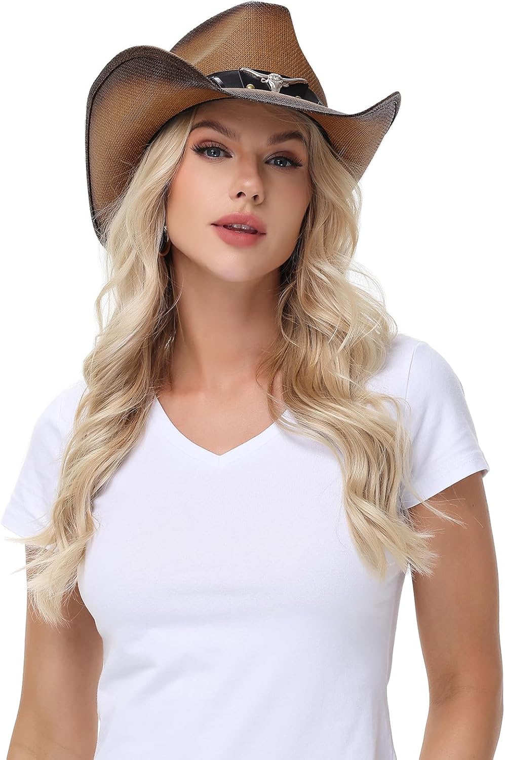 Cowboy Hat,Cowgirl Hat,Western Cowboy Hats for Women/Mens/Straw Wide with Shapeable Brim Cowboy Hat for Womens - Image 7