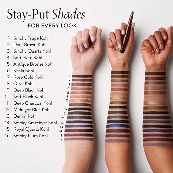 LAURA GELLER NEW YORK Kajal Longwear Kohl Eyeliner Pencil Dark Brown Smooth, Blendable Application, Long-Wearing, Non-Creasing Infused with Caffeine & Vitamin E Built-In Sharpener