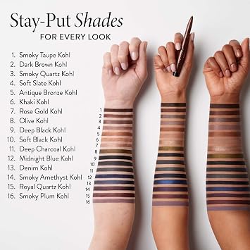 LAURA GELLER NEW YORK Kajal Longwear Kohl Eyeliner Pencil Dark Brown Smooth, Blendable Application, Long-Wearing, Non-Creasing Infused with Caffeine & Vitamin E Built-In Sharpener