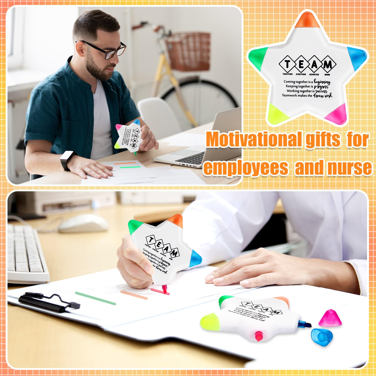 Inspirierende Textmarker, Teambuilding-Geschenke, Stern, motivierend, mehrfarbig, Aquarell-Marker, fluoreszierender Stift, Großpackung, Dankeschön, Geschenk für Mitarbeiter, Teams, Büro, 30