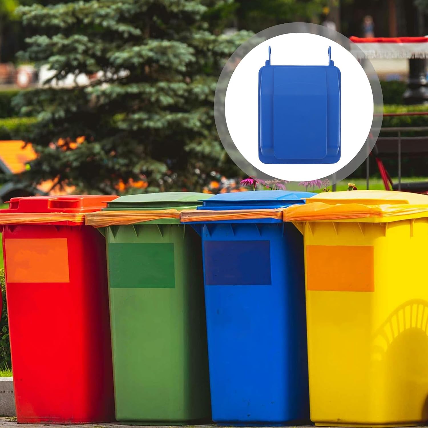 20l Blue Plastic Trash Can Flip Lid Replacement for Outdoor Use