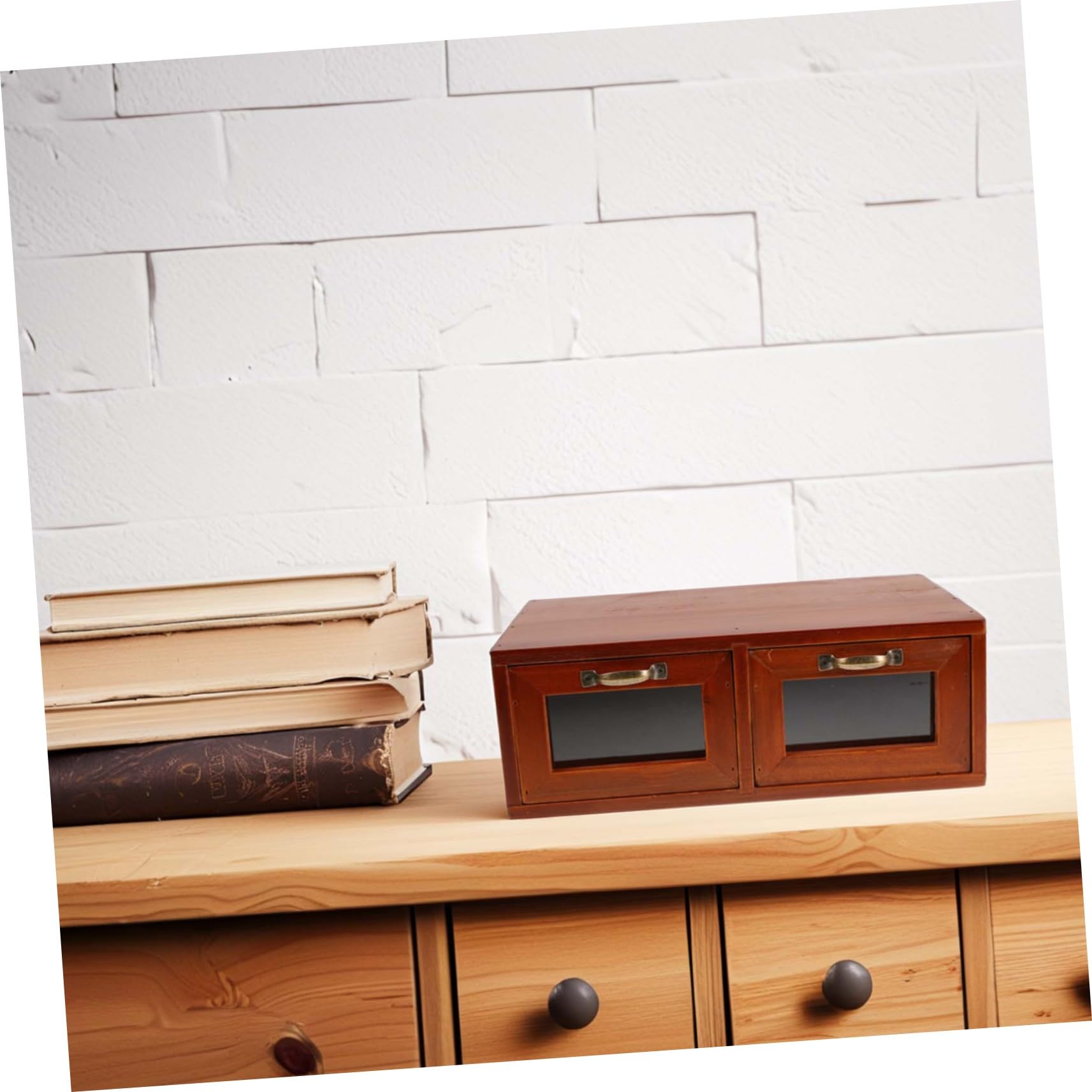 Rialzo per Monitor da Scrivania in Legno con Cassetti Acrilici | Design Elegante, Organizer da Desktop Incluso, Uso Ufficio, Supporto per Laptop e Schermo, Scaffale per Computer