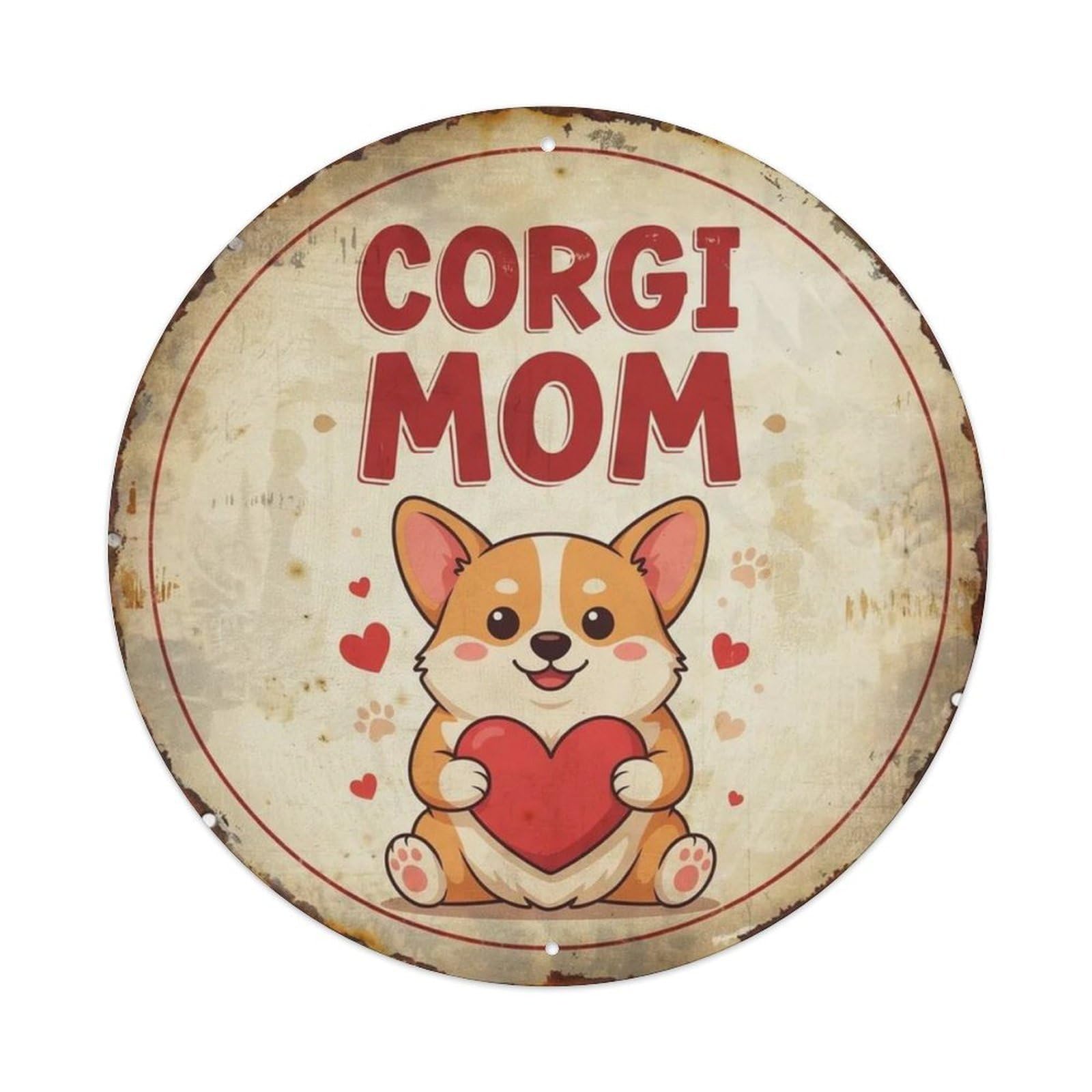 Lvalogy Style Corgi Mom Metal Tin Sign Plaque