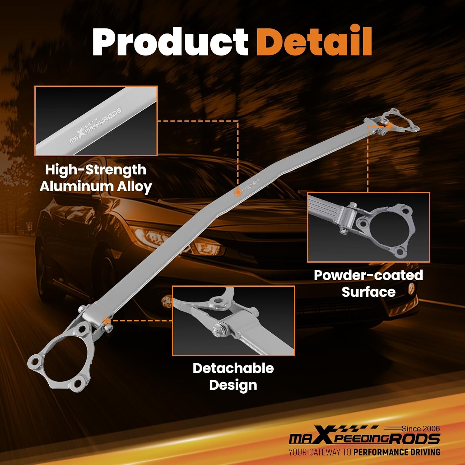 maXpeedingrods Front Upper Strut Tower Brace Bar Fit for Honda Civic 2012-2015