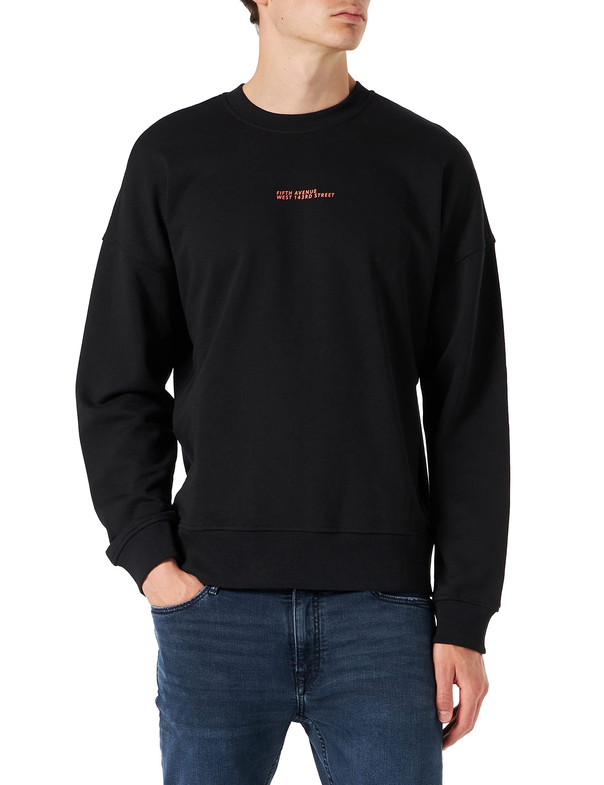MAMALICIOUS Herren Sweatshirt Onstoby - Relaxed Fit, 80% Baumwolle, Mit City Print, Rundhals, Langarm