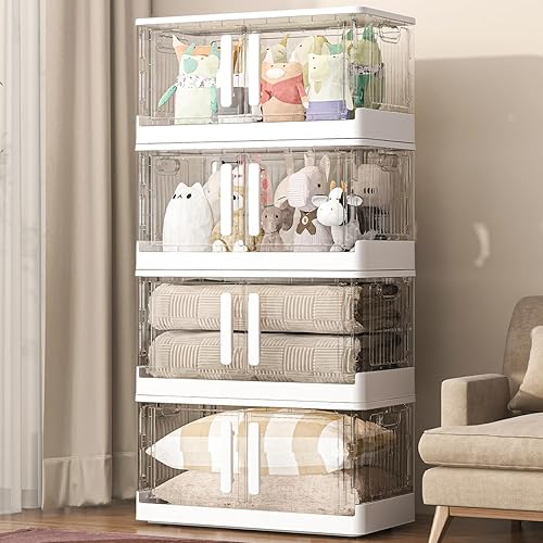 Contenedores de almacenamiento con tapas, contenedores de almacenamiento plegables de 21 galones con tapas, contenedores de almacenamiento de