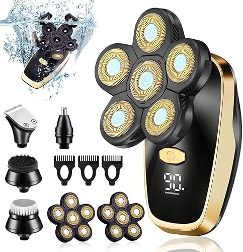 Afeitadoras de cabeza para hombres calvos, maquinilla de afeitar eléctrica multifuncional, maquinilla de afeitar eléctrica giratoria, impermeable,