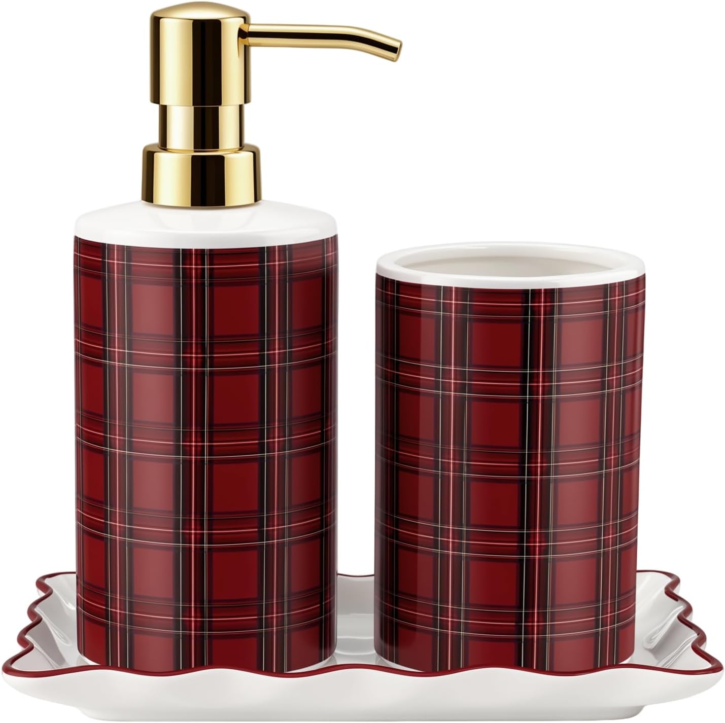 Foldtier 3 Pcs Ghost Halloween Soap Dispenser Set, Ceramic Pink Bathroom