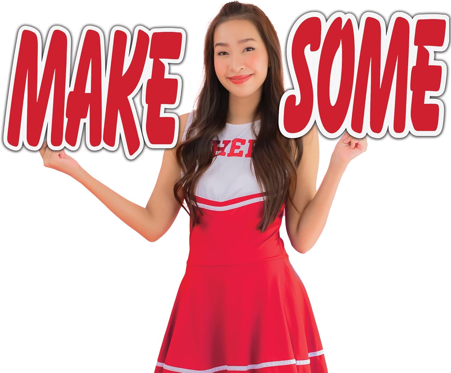 VictoryStore Cutout Spirit Cheer Words: Make Some Noise - 3 Piece Set, 30x22 Inches, Waterproof Plastic Cheerlading Signs (Red)