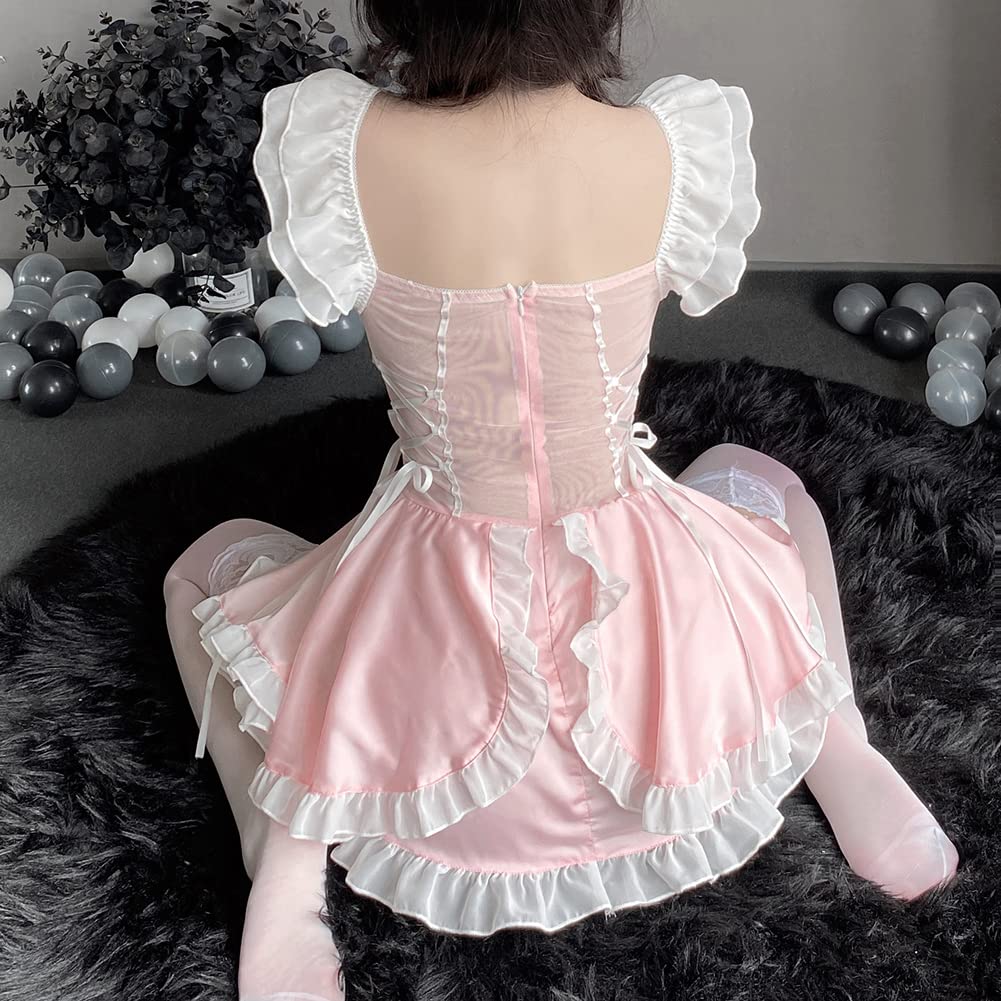 Damski seksowny kostium bielizna anime cosplay francuski fartuch pokojówka strój sukienka Halloween Babydoll kostium