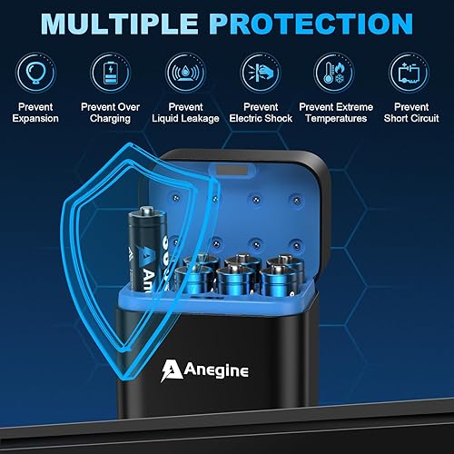 Miniatura 6 de Paquete de 8 baterías recargables AA de litio con cargador rápido, baterías de litio AA de 3600 mWh para cámara Blink al aire libre