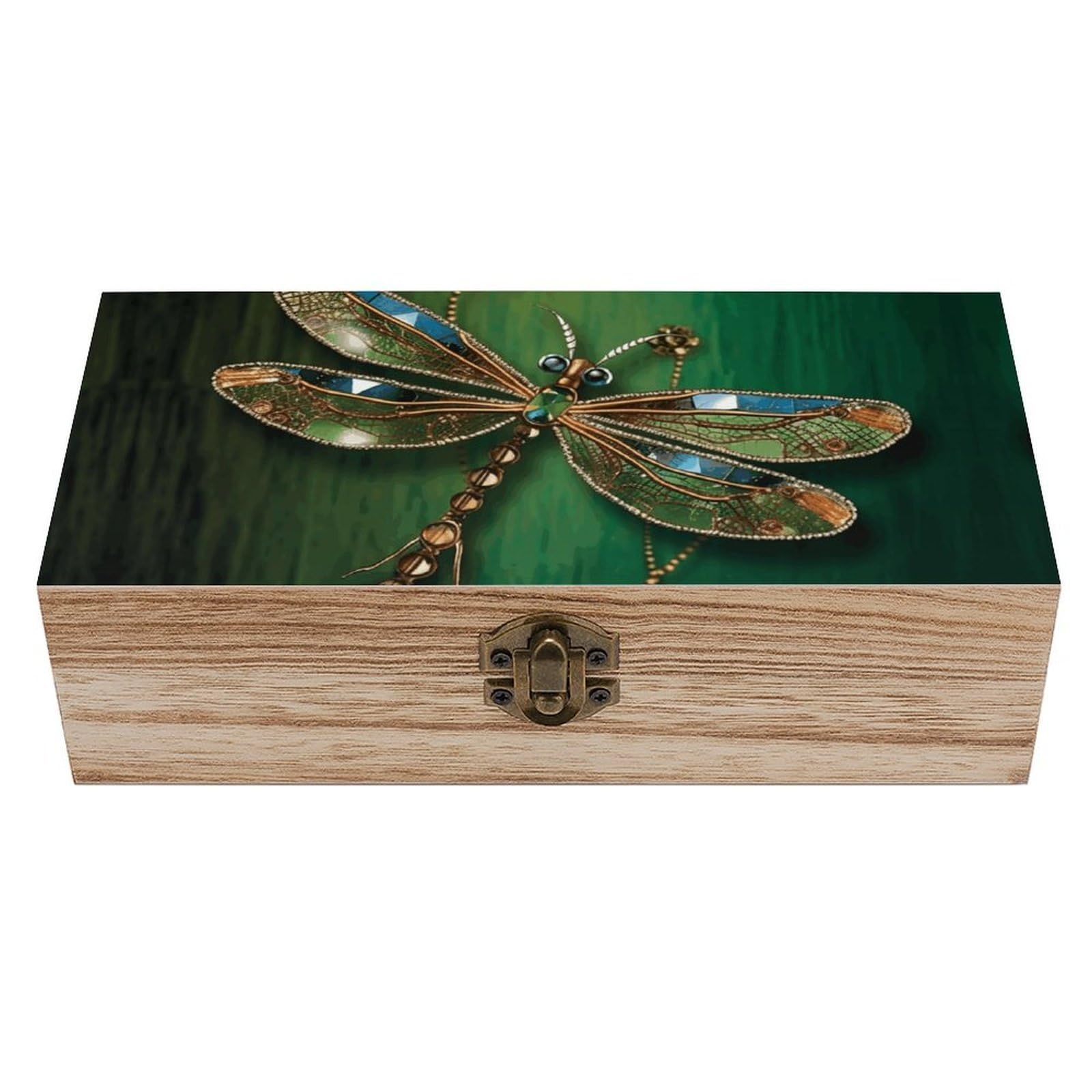 LZQPOEAS Jewel Dragonfly Wooden Storage Box Small Decorative Box with Hinged Lid Handmade Elegant Keepsake Storage Box for Jewelry, Photos, Trinkets, Letter Gifts, Small Heirlooms