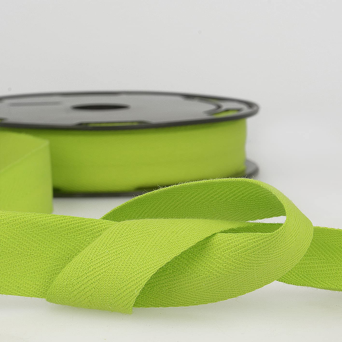 Lime Green 10m 100% Cotton Twill Tape - Soft Flexible Tape for Binding, Edging, Bunting, Aprons & Crafts - 25mm Wide - Packaged Length, No Joins - Giddy Square — image 1