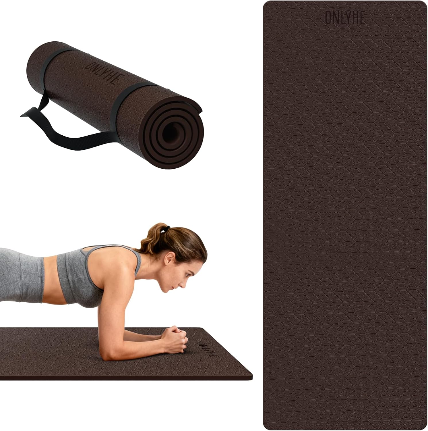 Yoga Mat Extra thick 8mm Exercise mat, Soft Lightweight TPE Fitness Mat with strap, High Elasticity, Anti-fatigue,non-slip mat for Women, Yoga, Camping, Travel, Gym & Outdoor | 72"L x 0.32"Th