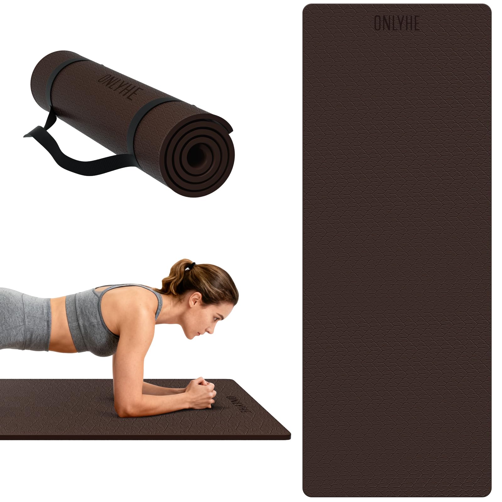 Tappetino da yoga extra spesso 8 mm, morbido e leggero in TPE con cinghia, ad alta elasticità, anti-fatica, tappetino antiscivolo per donne, yoga, campeggio, viaggi, palestra e attività all'aperto |