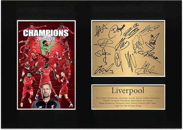 Zulu Image Liverpool Premier League Champions 2019/2020 Display Signed A4 Printed Autograph Football Photo Picture Display No33, Black