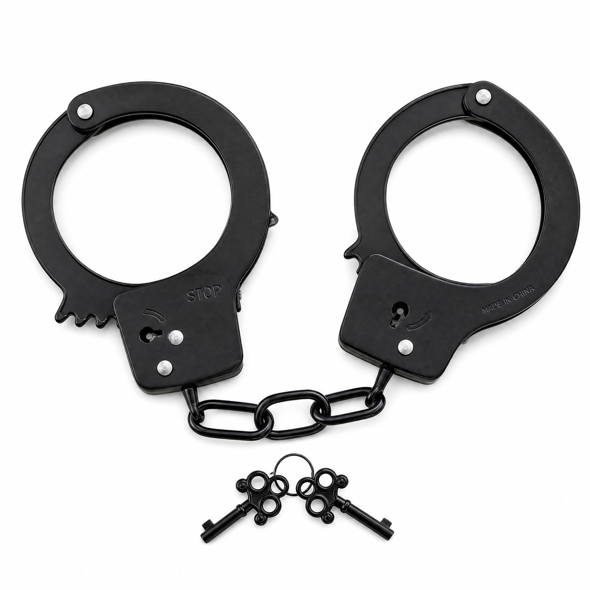 Photo 1 of Yoghourds Realistic Toy Handcuffs with Keys and Safety Quick-Release - Premium Metal Finish Police Role Play Gear for Kids, Detective Costume Spy Pretend Play Accessories for Boys Girls Age 6+, Black