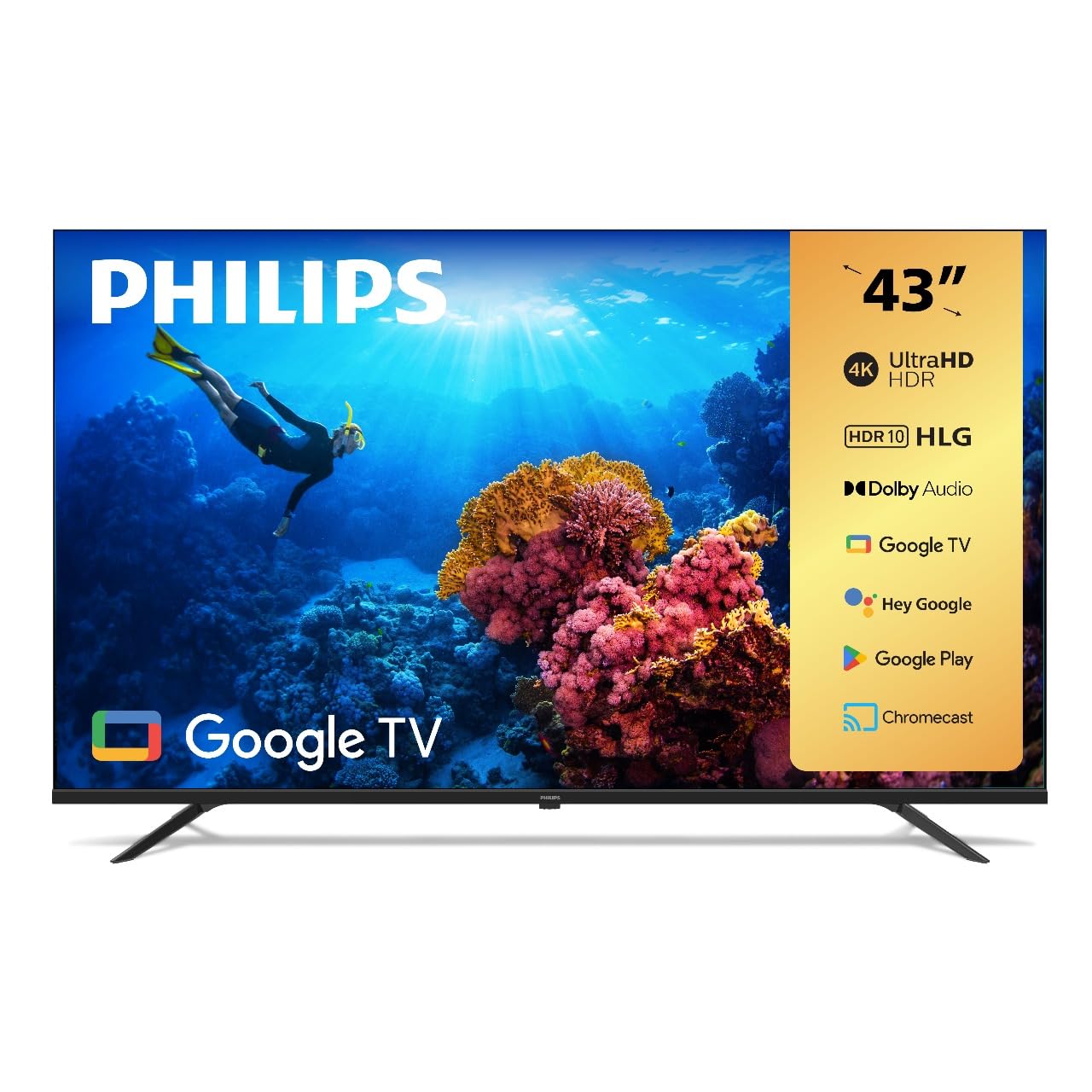 Philip 43 Inch SMART GOOGLE TV | 32 GB RAM | 4K UHD | DOLBY VISION & DOLBY AUDIO | GOOGLE ASSISTANT | WORLD WIDE WARRANTY | HDR| HLG | VOICE CONTROL REMOTE |