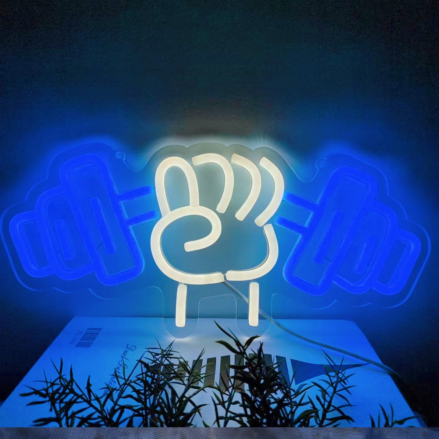 Señal de neón para gimnasio, con mancuernas LED de neón para decoración de gimnasio en casa, luces LED regulables para decoración de pared para hombres y mujeres, regalo para levantamiento de pesas