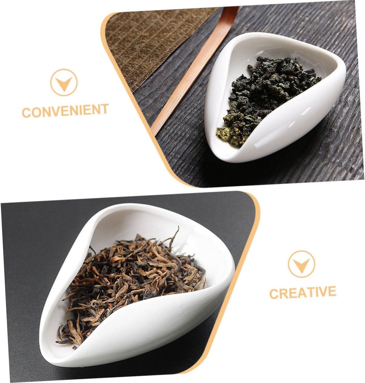DECHOUS 1set Ceramic Tea Scoop Set Tea Leaf Vessel and Coffee Bean Display Plate Elegant Gongfu Accessories for Home Office and Set