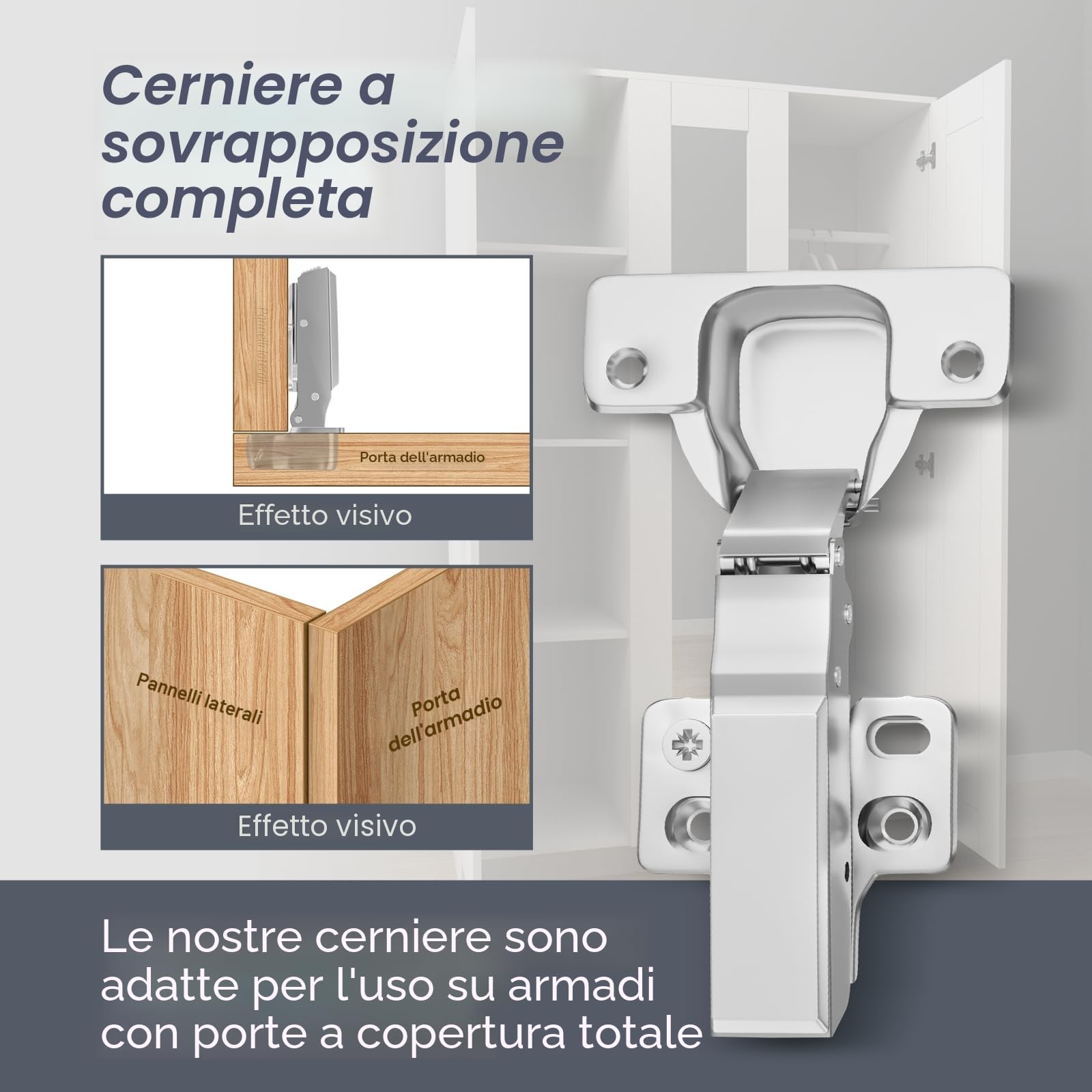AOLISHENG 10 pezzi Cerniera Cerniere per Ante Cucina Ammortizzate, Armadietto Armadio Cerniera Ammortizzata 35mm, Chiusura Automatica, 100 Gradi, 5 paia