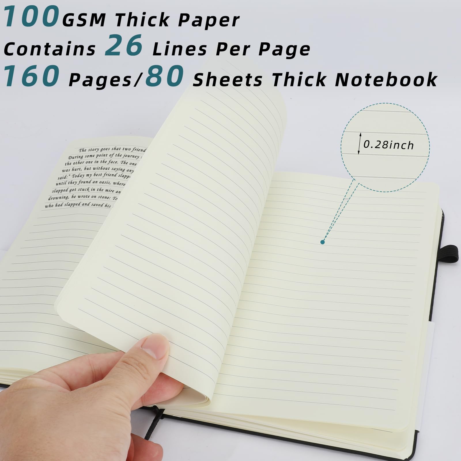 Coopay A5-Tagebuch, Notizbuch mit 24 weißen Stiften, klassisch, liniert, Hardcover, Leder, Tagebuch-Set mit Stifthalter, für Männer und Frauen, Schreiben, Büro, Zuhause, Schule, Business, 100 g/m²,
