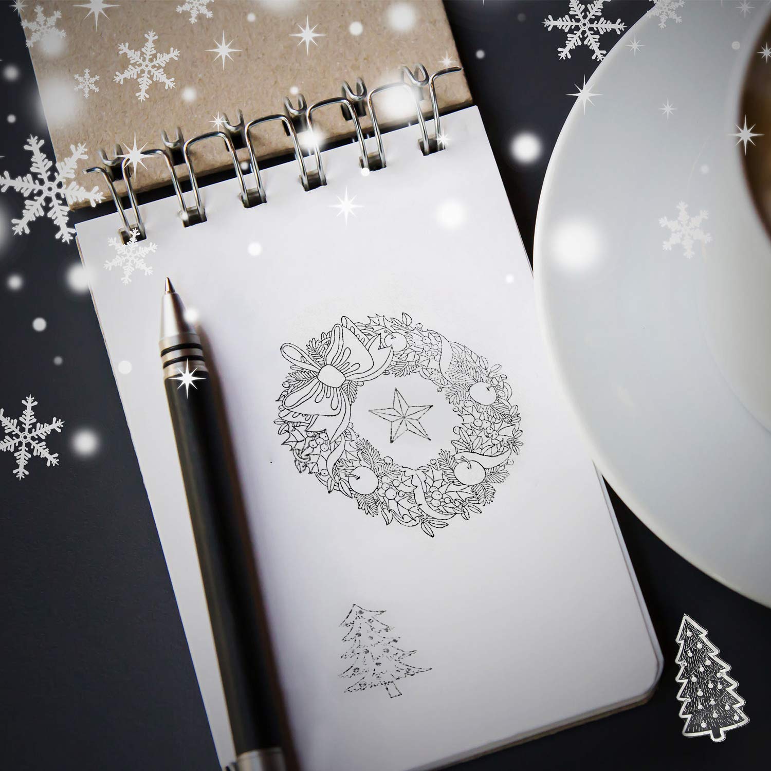 6 Fogli Timbri Trasparenti Natale - Motivi Festivi Per Carte E Decorazioni - Foto 7