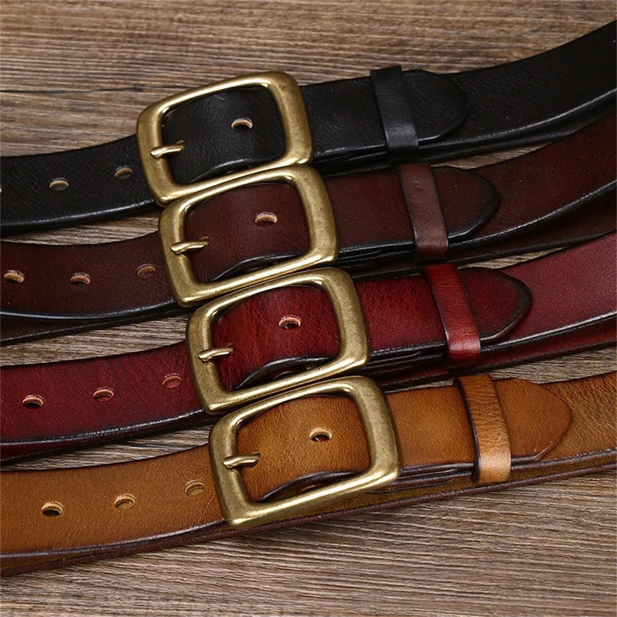 3,3 Cm Breite Kupferschnalle, Herrengürtel Aus Rindsleder, Handgefertigter Retro-Gürtel, Luxuriöser Gürtel, Breiter Jeansgürtel, Geschenk Für Herren
