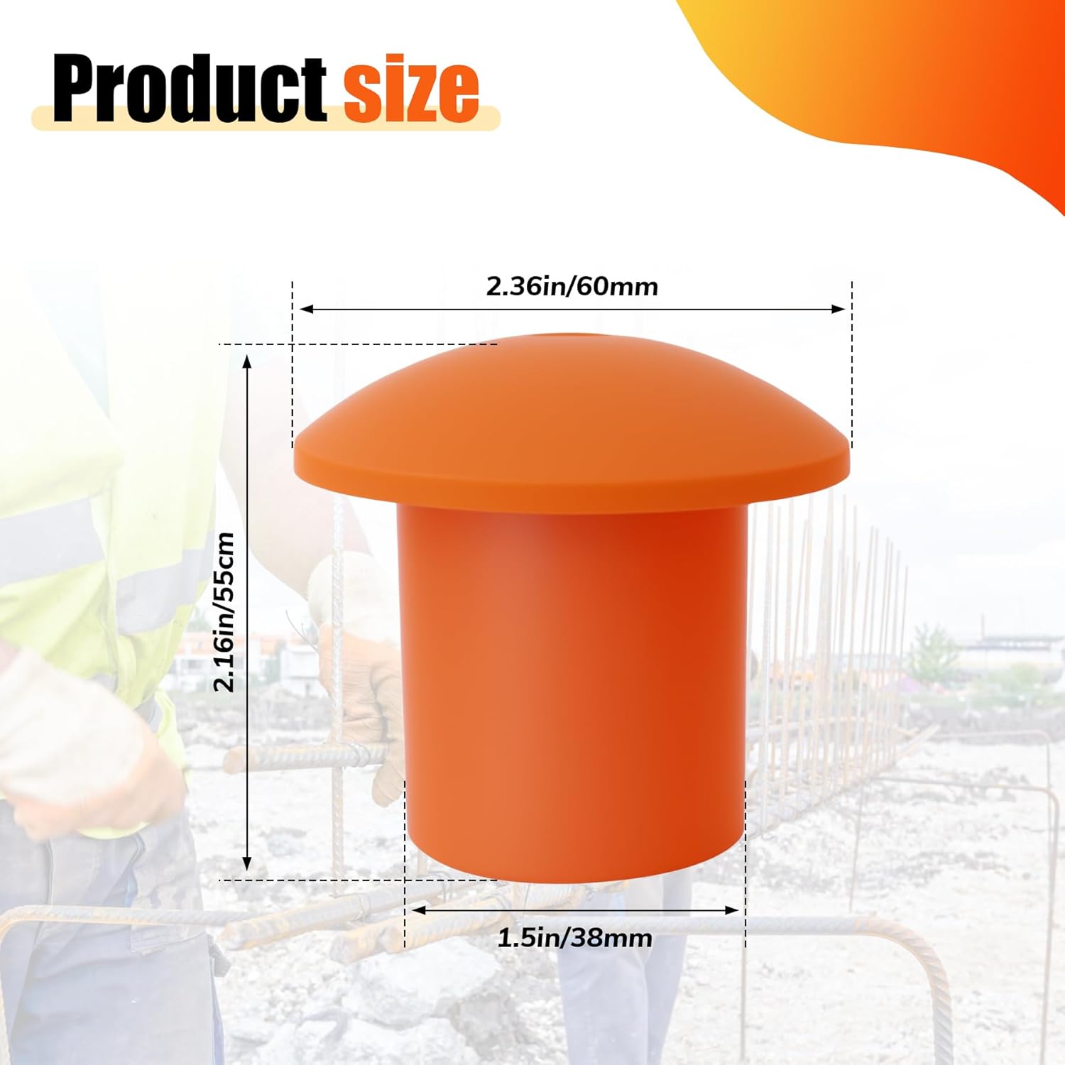 250Pcs Orange Rebar Caps Replace for #3-#9, 3/8" to 1.18", 10M - 30M Compatible with Rebars Stake
