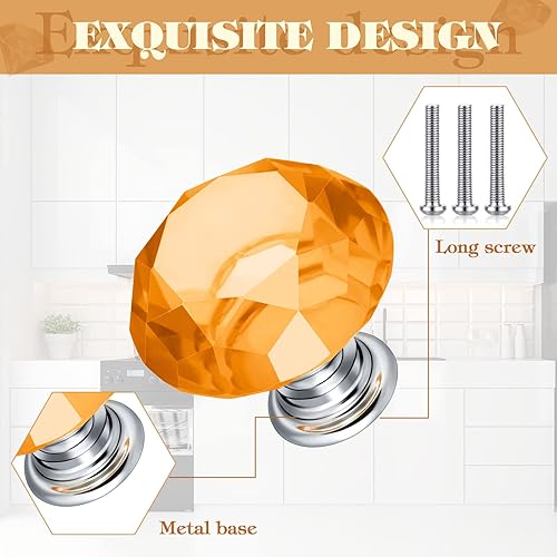 Miniatura 3 de Qunclay 20 pomos de cristal para gabinetes de 1.181 in, tiradores de cajones coloridos en forma de diamante, manijas de tocador para muebles,