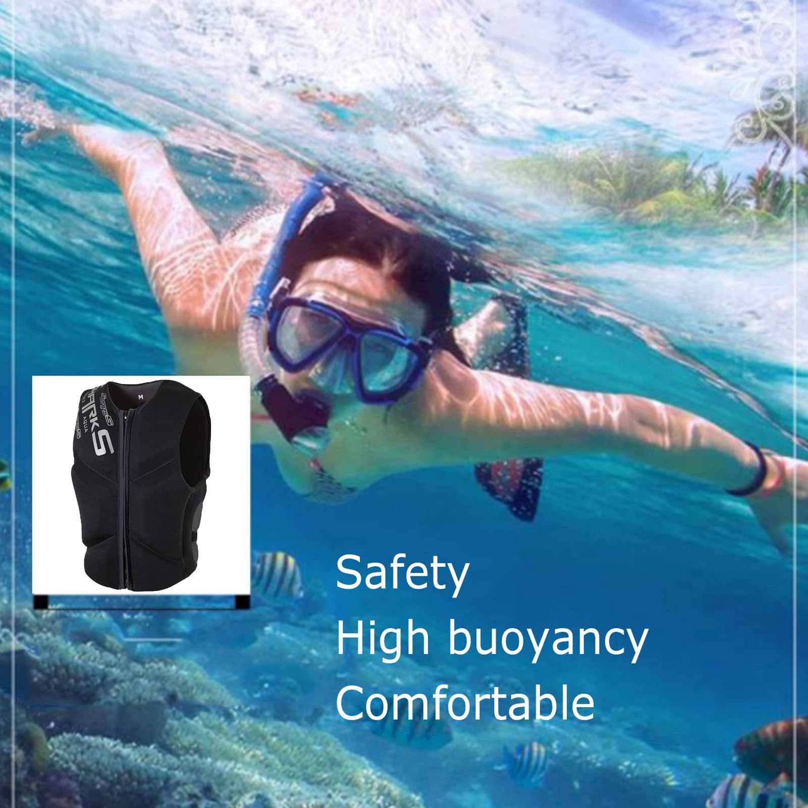 Chaleco Salvavidas De Neopreno para Adultos Chaleco De Natación Ligero Anticolisión De Flotabilidad Grande para Pesca, Paseos En Bote, Snorkel