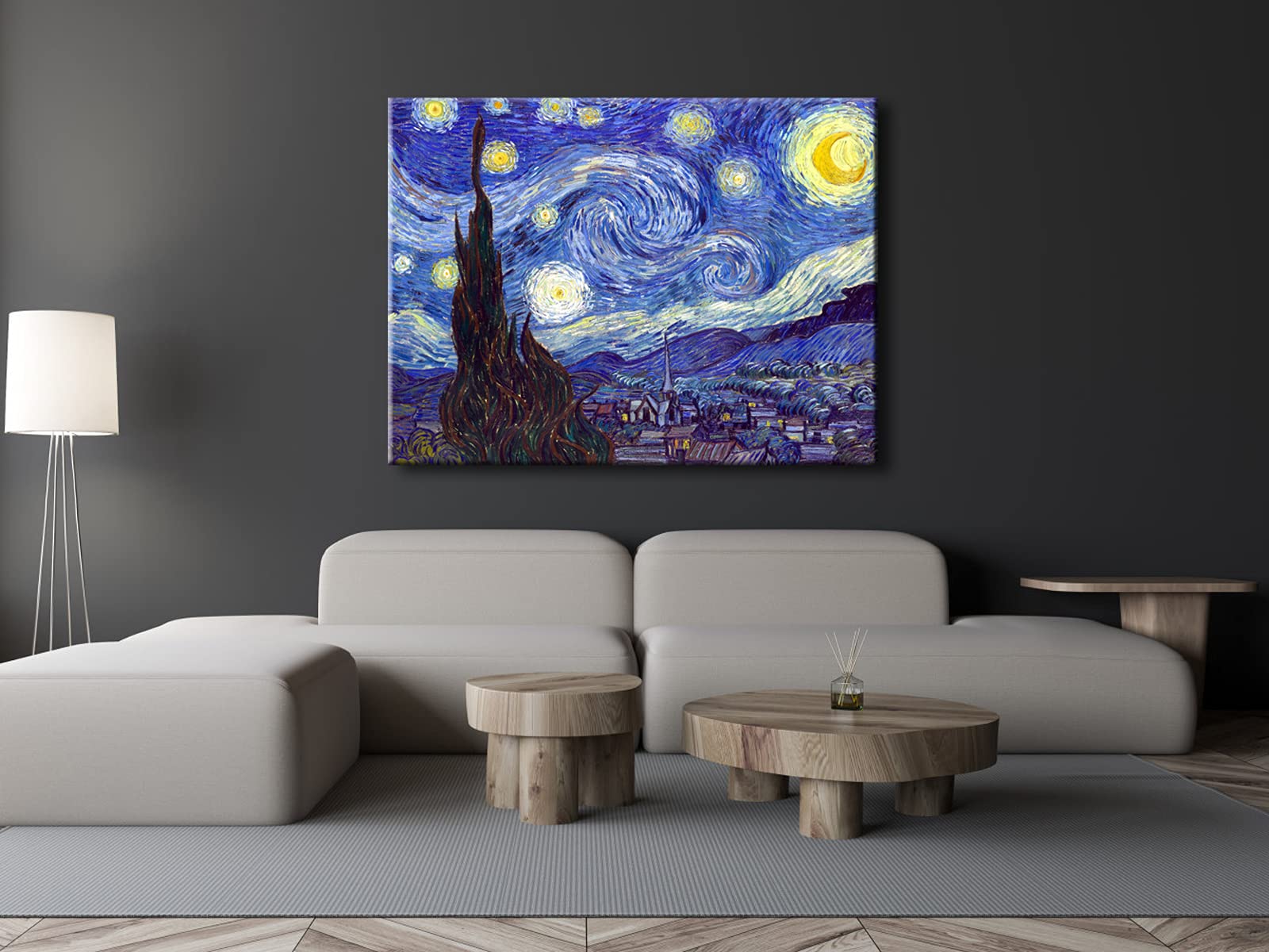KINGO Van Gogh Starry Night Canvas Art Print - 16x20 Inch Gallery Wrapped Wall Art For Bedroom, Living Room, Office - View #8
