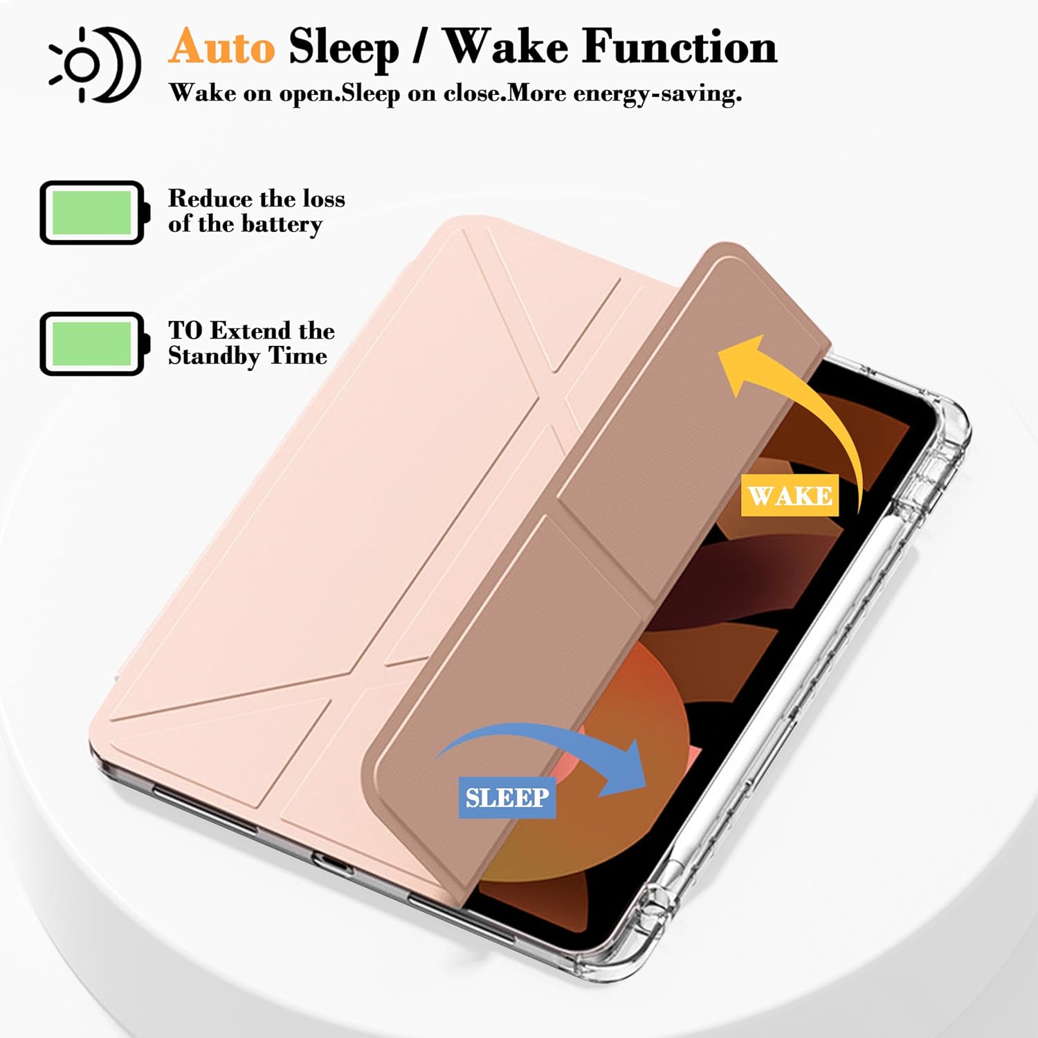 for iPad Pro 11" & iPad Air 10.9" Case with Pencil Holder - Folding Folio Stand Case for iPad Air 6 & 5 & 4 (2024-2020), 2022-2018 iPad Pro (1st-4th Gen) Origami Case - Exquisite Pink - Image 4