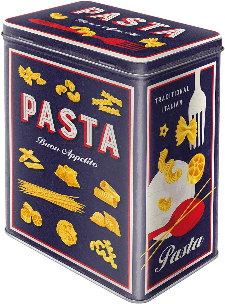 Nostalgic-Art Retro Storage Jar L, 3 L, Pasta Variety - Gift Idea for the Kitchen, Large Tin Tin, Vintage Design