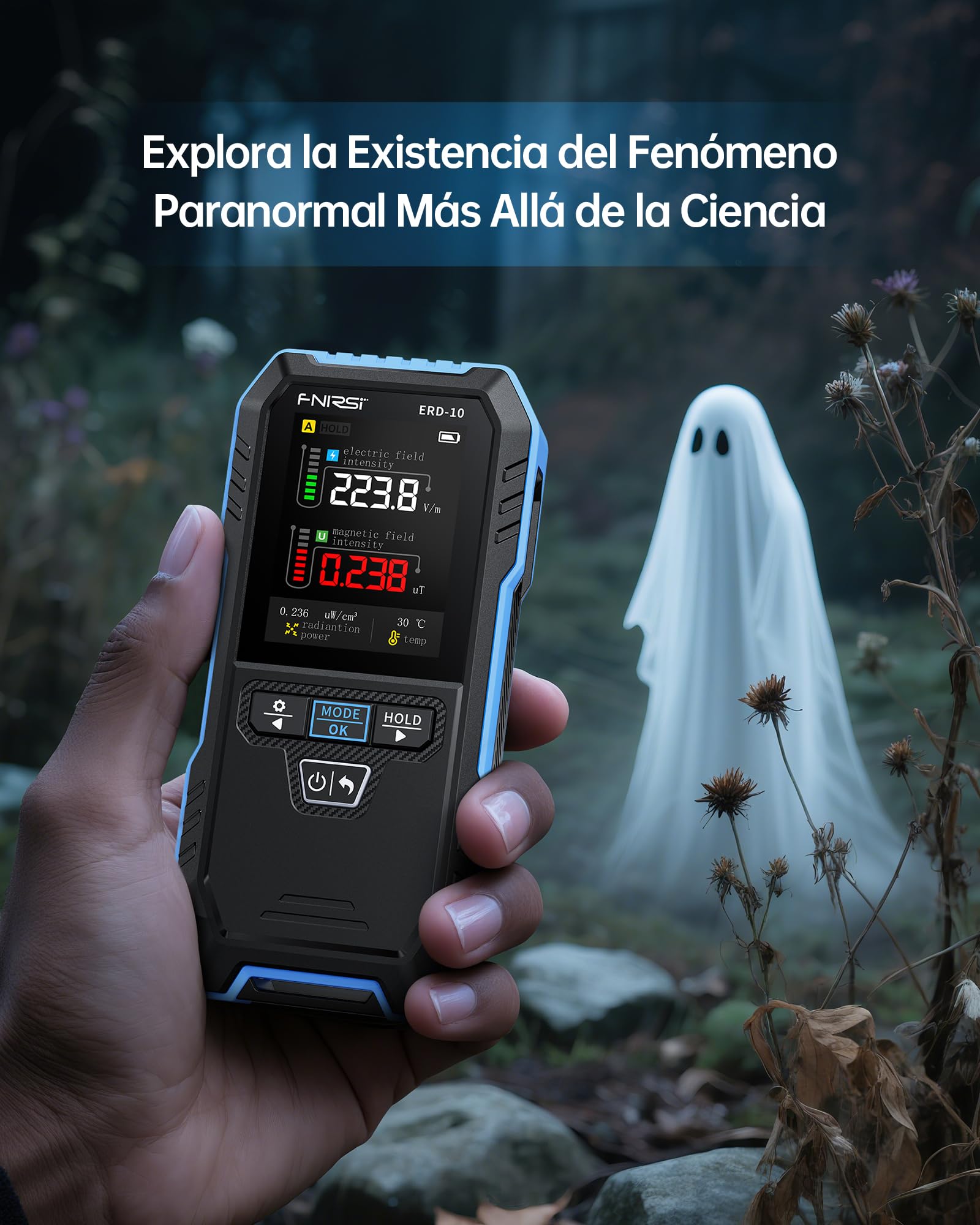 FNIRSI Medidor EMF ERD-10, Detector de Radiación EMF 4 en 1 con Modo de Curva, Lector EMF Recargable, Detector de Radiofrecuencia de Campo Electromagnético Para el Hogar, para Hogar, Oficina, Exterior