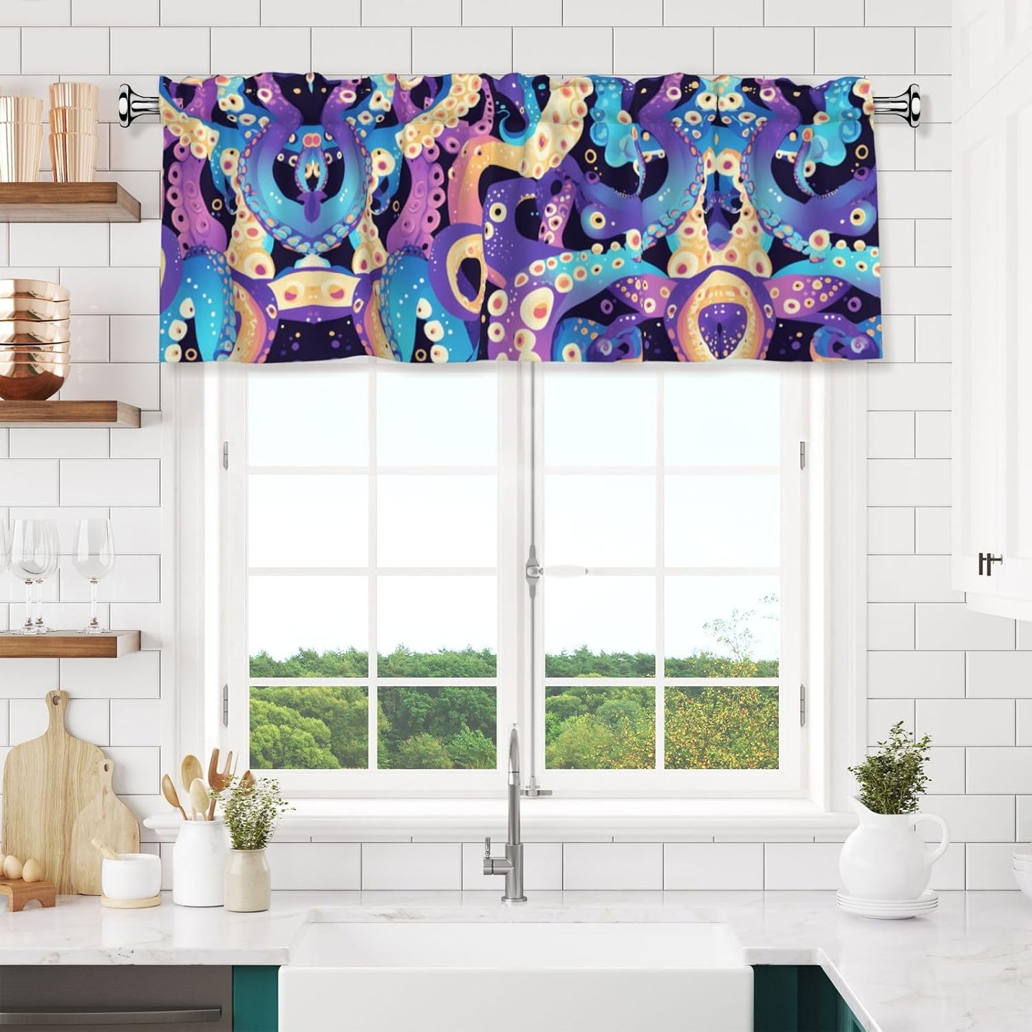 Octopus Tentacles Prints Curtain Valance 54x18in