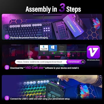 Treaslin N1 3-in-1 Stream Controller Deck,Professional Macro Keypad with 15 Animated LCD Keys,Knob&Display,Doubles as Numpad&Calculator for Streaming&Productivity(Win10+/Mac14.0+)-Black