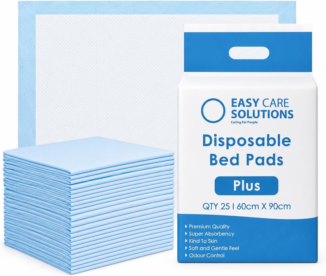 – 100 x Easy Care Solutions 60 x 90 cm Plus | Premium Disposable Incontinence Bed Pads | High Absorbency Underpads, Bed Mats, Mattress Protectors, Incontinence Pads | 4 Packs of 25